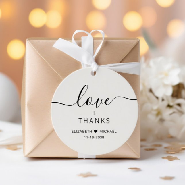 Chic Liebe und Dank Cream Wedding Geschenkanhänger (Von Creator hochgeladen)