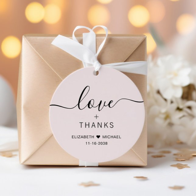 Chic Liebe und dank rosa Hochzeit Geschenkanhänger (Von Creator hochgeladen)