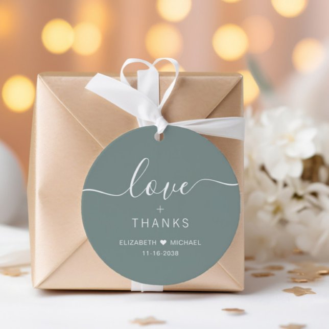 Chic Liebe und Dank Sage Green Wedding Geschenkanhänger (Von Creator hochgeladen)