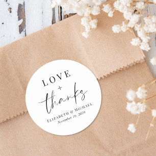 Chic Liebe und danke Hochzeit Runder Aufkleber