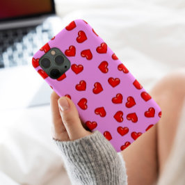 Chic Liebhaber Rotes Herzmuster auf elegante lila Case-Mate iPhone Hülle