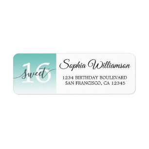 Chic Light Aquamarin Ombre Sweet 16 Geburtstag Rüc