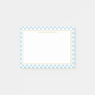Chic Light Blue and White Gingham Pattern Post-it Klebezettel