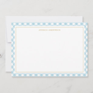 Chic Light Blue Gingham Pattern Mitteilungskarte