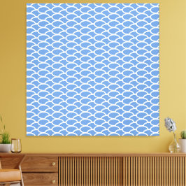 Chic Light Blue Tile Ocean Waves Muster Leinwanddruck
