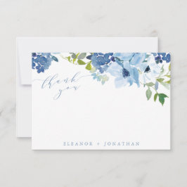Chic Light Blue Watercolor Blumenschrift Custom Dankeskarte