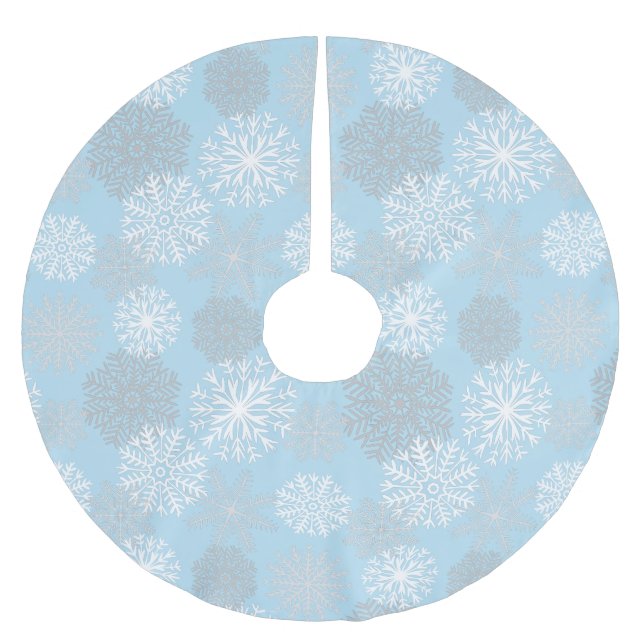 Chic Light Blue Winter Snowflake Polyester Weihnachtsbaumdecke (Vorderseite)