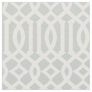 Chic Light Grau und White Trellis Lattice Muster Stoff