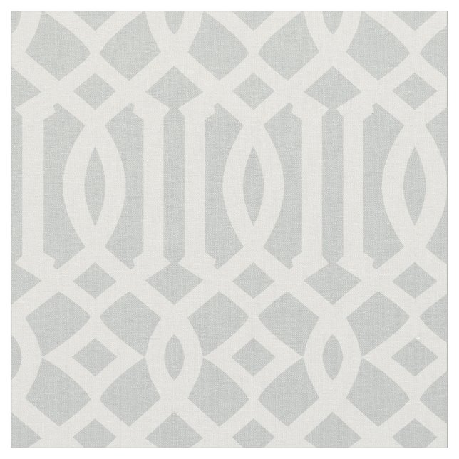 Chic Light Grau und White Trellis Lattice Muster Stoff (Nahaufnahme)