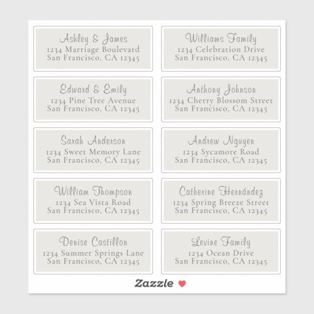 Chic Light Gray Wedding Guest Address Labels (Blatt)