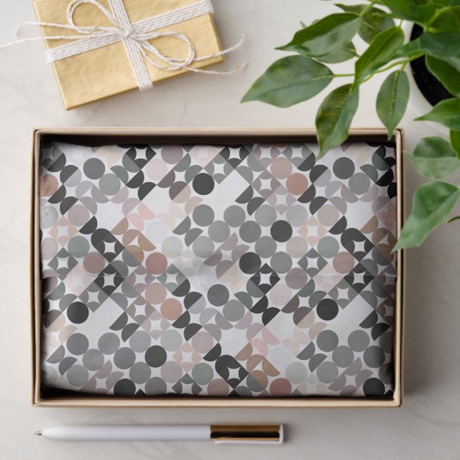 Chic Light Mauve Taupe Beige Gray Circles Muster Seidenpapier (Geschenk)