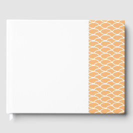 Chic Light Peach Right Offset Tile Waves on White Gästebuch