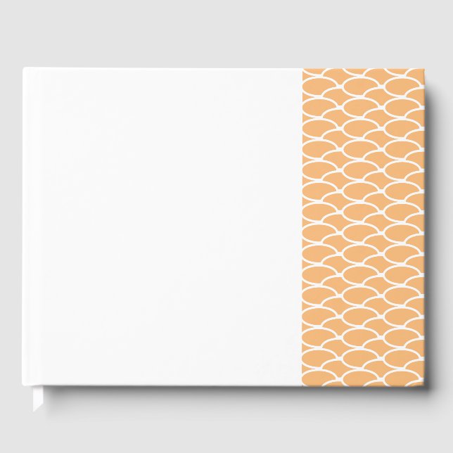 Chic Light Peach Right Offset Tile Waves on White Gästebuch (Vorderseite)