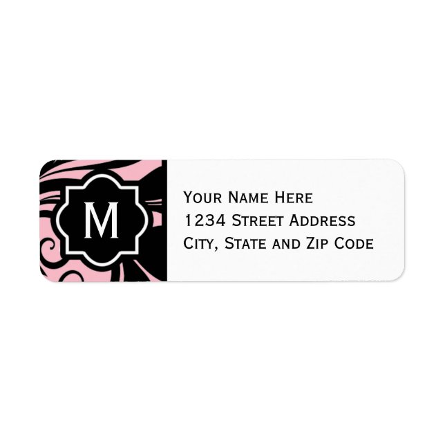 Chic Light Pink Black and White Blüh Monogram (Vorne)