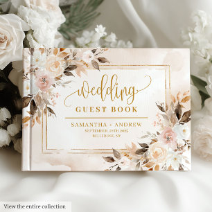 Chic Light Pink Gold Frame Hochzeit im Herbst Gäst Gästebuch