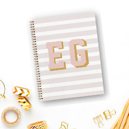 Chic Light Pink Preppy Monogram Initial Leinwand Notizbuch