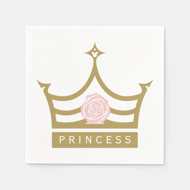 Chic Light Pink Rose und Gold Princess Crown Serviette (Vorderseite)