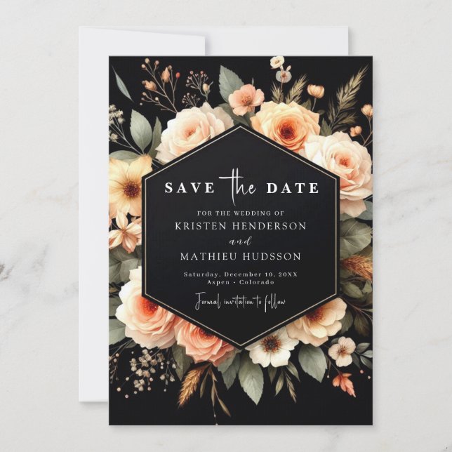 Chic Light Sage Peach Wedding Save The Date (Vorderseite)