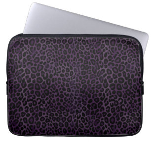 Chic Lila Black Leopard Print Laptopschutzhülle