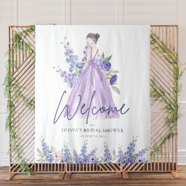 Chic Lila Blume Gown Brautparty Willkommen Wandteppich