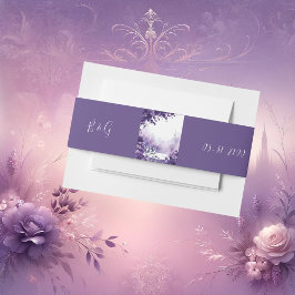 Chic Lila Blumenhochzeit mit Eiffelturm-Charme Einladungsbanderole