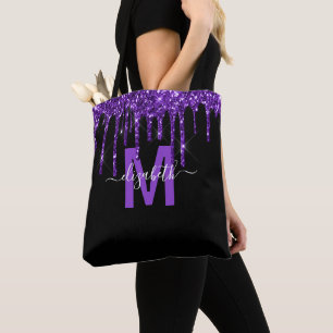 Chic Lila Dripping Glitzer Monogramm Name