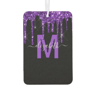 Chic Lila Driving Glitzer Monogram Name Autolufterfrischer