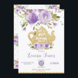 Chic Lila Floral 40. Geburtstag Tea Party JEDES AL Einladung<br><div class="desc">Personalisieren Sie diese schöne lila Aquarellblume Geburtstag Einladung mit Ihren Party Details einfach und schnell,  einfach auf die Schaltfläche Anpassen Sie es ändern und formatieren Sie den Stil und die Platzierung des Textes.  Toll für jedes Alter!   Matching Artikel im Geschäft!

c) Das glückliche Cat Studio</div>