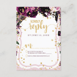 Chic Lila Floral & Gold Hochzeitsrate Antwort UAWG
