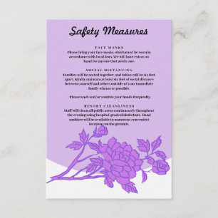 Chic Lila Floral Safety Measures Begleitkarte