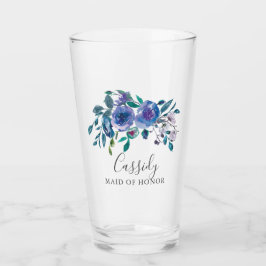 Chic Lila Floral Wedding Monogram Bridesmaid Glas