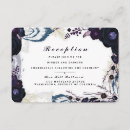 Chic Lila Floral Winter Empfang Card Begleitkarte