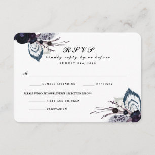 Chic Lila Floral Winter Wedding UAWG Repcard RSVP Karte
