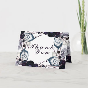 Chic Lila Floral Winter Wedding Vielen Dank Dankeskarte