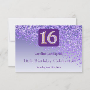 Chic Lila Glitzer, sechzehn Geburtstag UAWG RSVP Karte