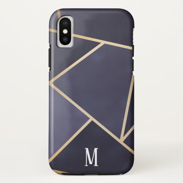 Chic Lila & Gold Abstrakt Monogram Case-Mate iPhone Hülle (Rückseite)