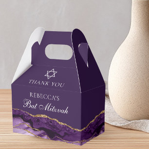 Chic lila Gold Bat Mitzvah personalisierte Party Geschenkschachtel