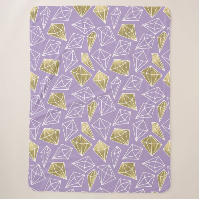 Chic Lila Gold Diamonds Sherpadecke (Vorderseite)