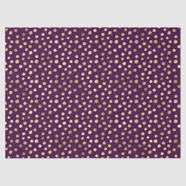 Chic Lila Gold Dots Seidenpapier (Vorderseite)