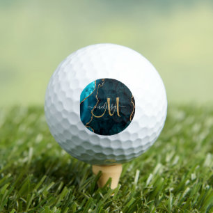 Chic Lila Gold Glitzer Agate Custom Monogram Gol Golfball
