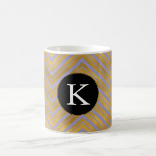 Chic Lila Gold Zickzack Monogram Kaffeetasse