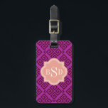 Chic lila gürtelgriechische Schlüsselmuster Monogr Gepäckanhänger<br><div class="desc">Chic mädchenhafte, elegante und stilvolle griechische Dekoration, lila und bordeauxrote geometrische abstrakte Muster-Design, das niedliche moderne griechische abstrakte geometrische Muster in lila und bordeauxfarben verleihen diesem kühlen, sauberen Design ein zeitgenössisches und klassisches Aussehen. Coole einzigartige Geschenke für sie. Benutzerdefiniert das personalisierte Monogramm mit Ihren eigenen Initialen oder Namen, können Sie...</div>