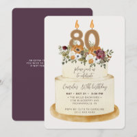 Chic Lila Herbst 80. Geburtstagskuchen