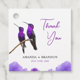 Chic Lila Hummingbirds and Petals Wedding Geschenkanhänger