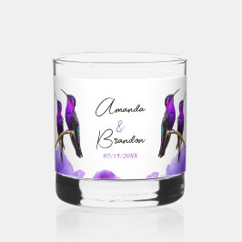 Chic Lila Hummingbirds and Petals Wedding Whiskyglas