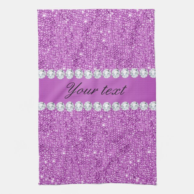 Chic-lila Imitat-Sequins und Diamanten Handtuch (Vertikal)