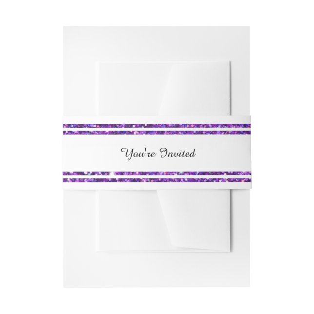 Chic Lila Imitats Glitzer Trim - Bauchband Einladungsbanderole (Vorderseite Beispiel)