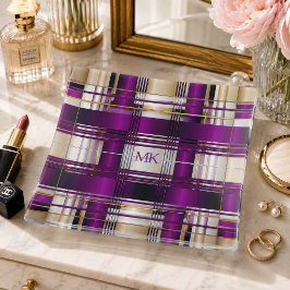 Chic lila Karo personalisiert Dekoschale