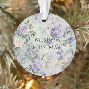 Chic Lila Lavender Creme Rose Floral Ornament