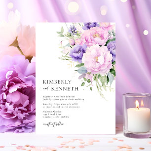 Chic Lila Lavender Pink Violet Floral Wedding Einladung